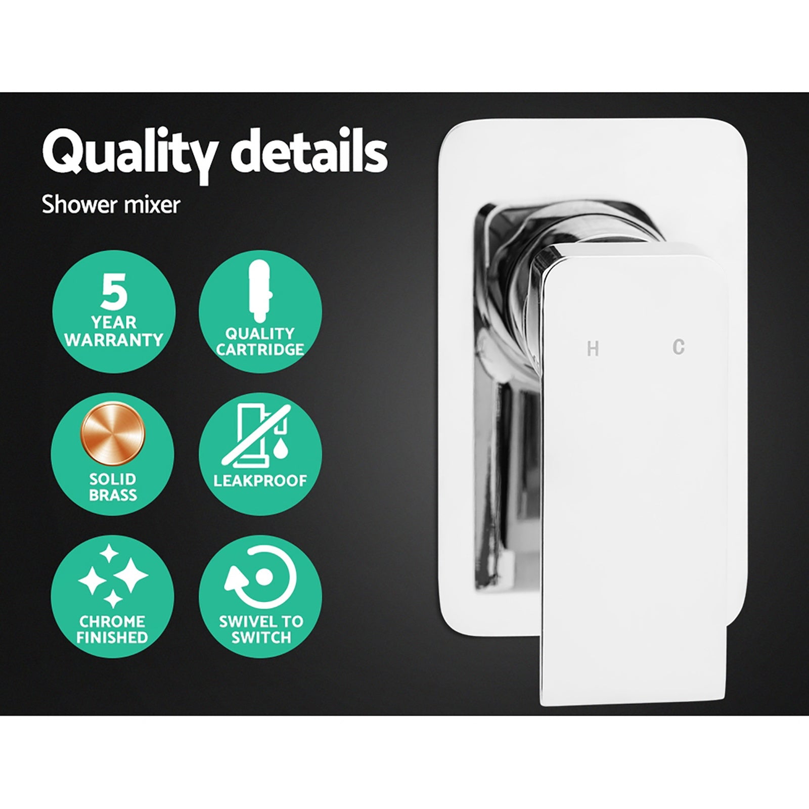 Shower Accessories: Cefito 8'' Rain Shower Head Set Handheld Square High Pressure Mixer Tap Chrome