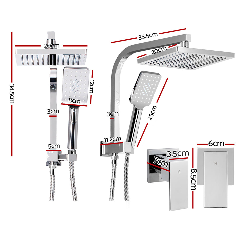Shower Accessories: Cefito 8'' Rain Shower Head Set Handheld Square High Pressure wins Tap�Chrome
