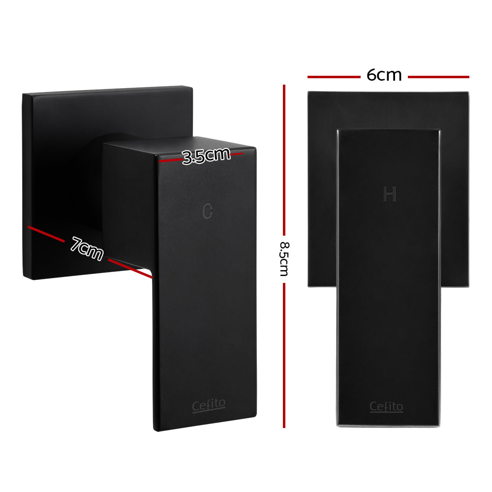 Shower Accessories: Cefito Shower Twins Tap Wall Bath Taps Brass Hot Cold Basin Bathroom Black