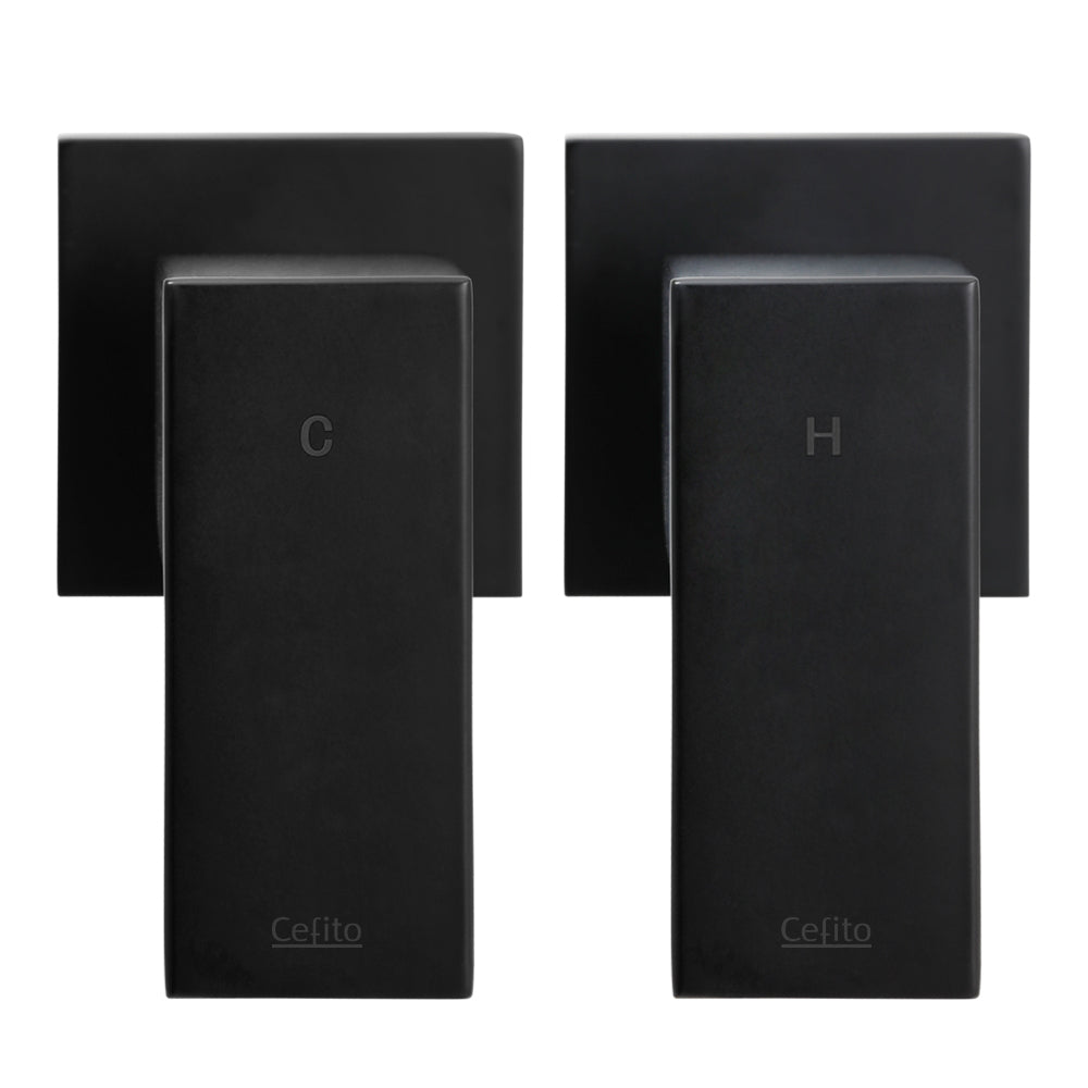 Shower Accessories: Cefito Shower Twins Tap Wall Bath Taps Brass Hot Cold Basin Bathroom Black
