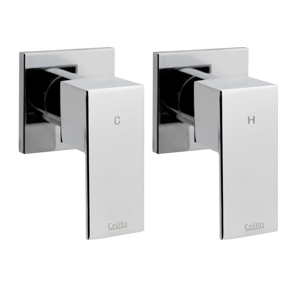 Shower Accessories: Cefito Shower Twins Tap Wall Bath Taps Brass Hot Cold Basin Bathroom Chrome