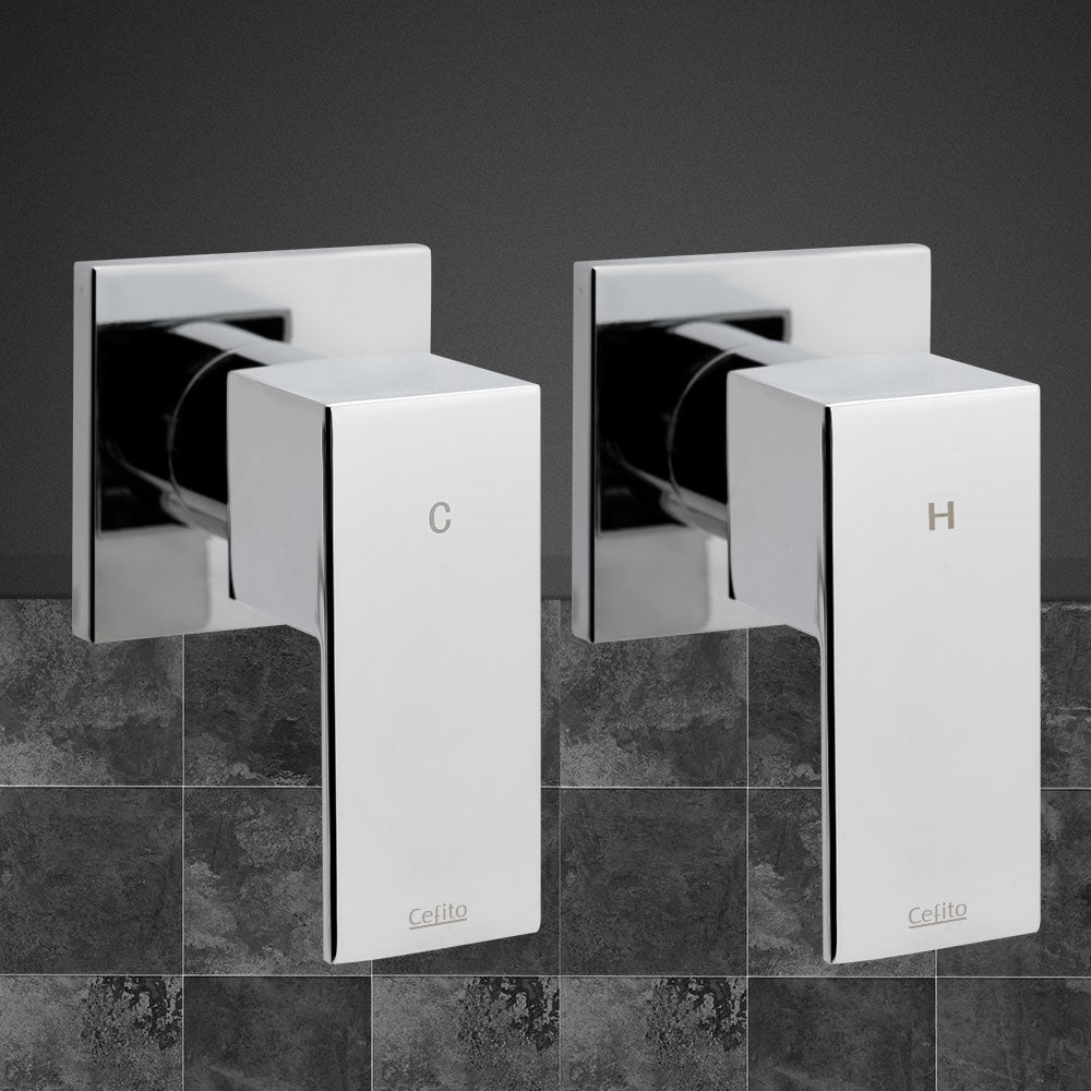 Shower Accessories: Cefito Shower Twins Tap Wall Bath Taps Brass Hot Cold Basin Bathroom Chrome