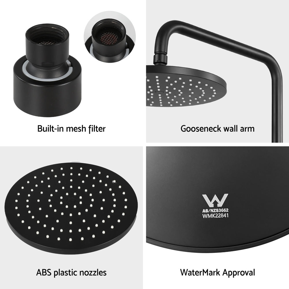 Shower Heads & Screens: 9'' Rain Shower Head Overhead High-pressure Swivel Black