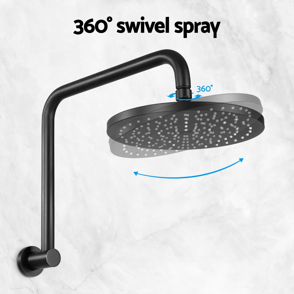 Shower Heads & Screens: 9'' Rain Shower Head Overhead High-pressure Swivel Black