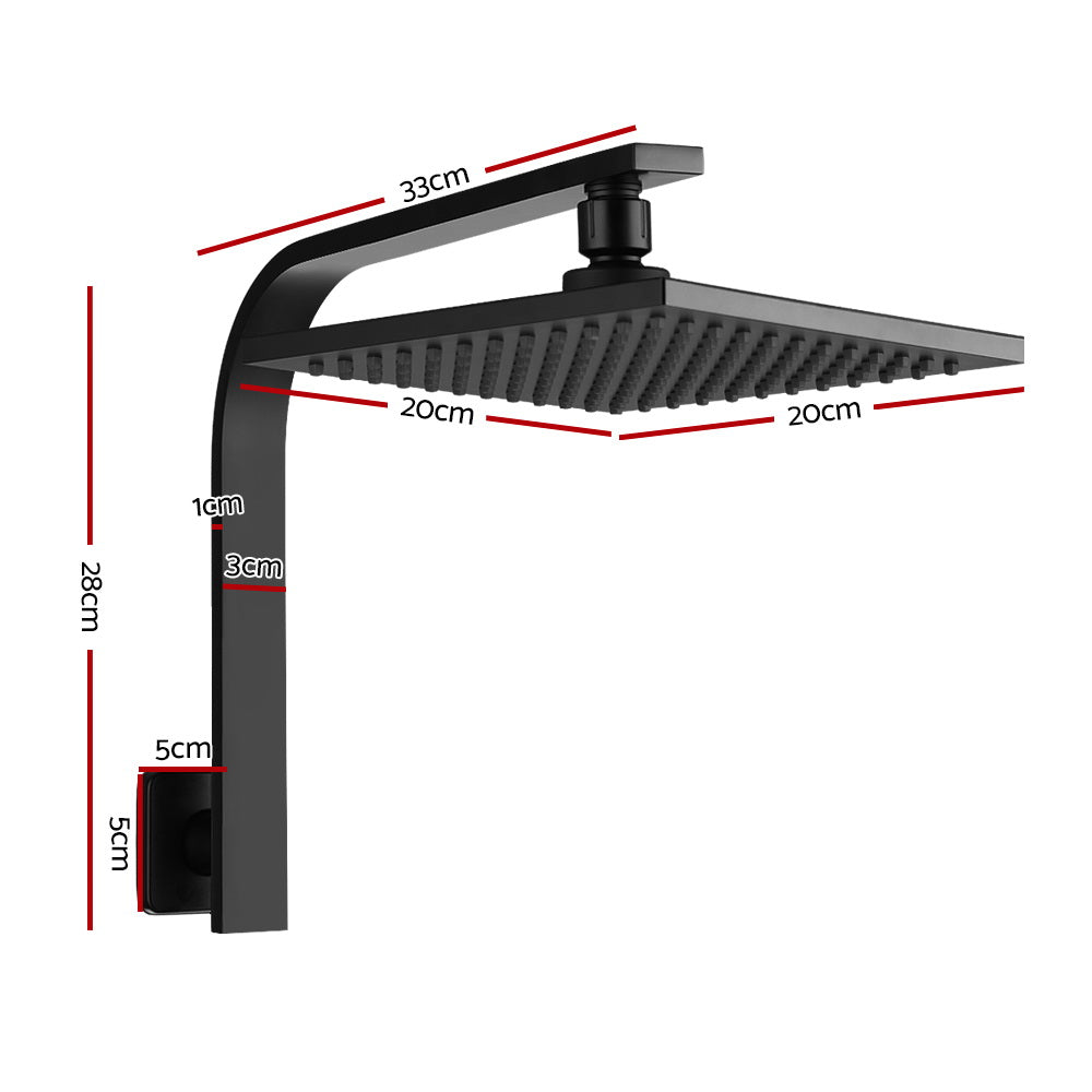 Shower Accessories: Cefito 8'' Rain Shower Head Wall Arm Square High Pressure Black