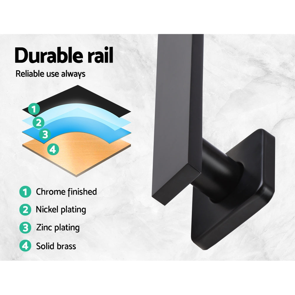 Shower Accessories: Cefito 8'' Rain Shower Head Wall Arm Square High Pressure Black