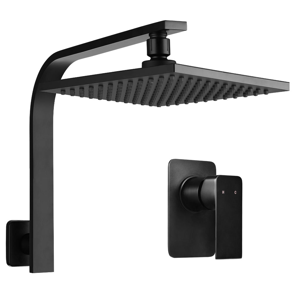Shower Accessories: Cefito 8'' Rain Shower Head Wall Arm Square High Pressure Mixer Tap Black