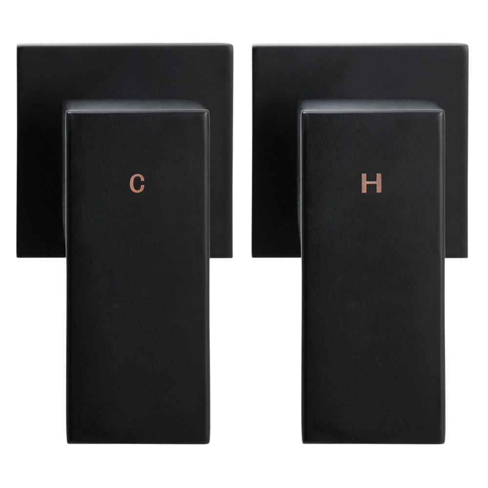 Shower Accessories: Cefito 8'' Rain Shower Head Wall Arm Square High Pressure Twins Tap Black