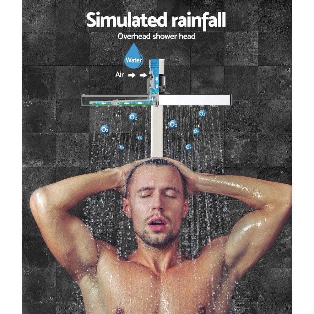 Shower Accessories: Cefito 8'' Rain Shower Head Wall Arm Square High Pressure Twins Tap Chrome