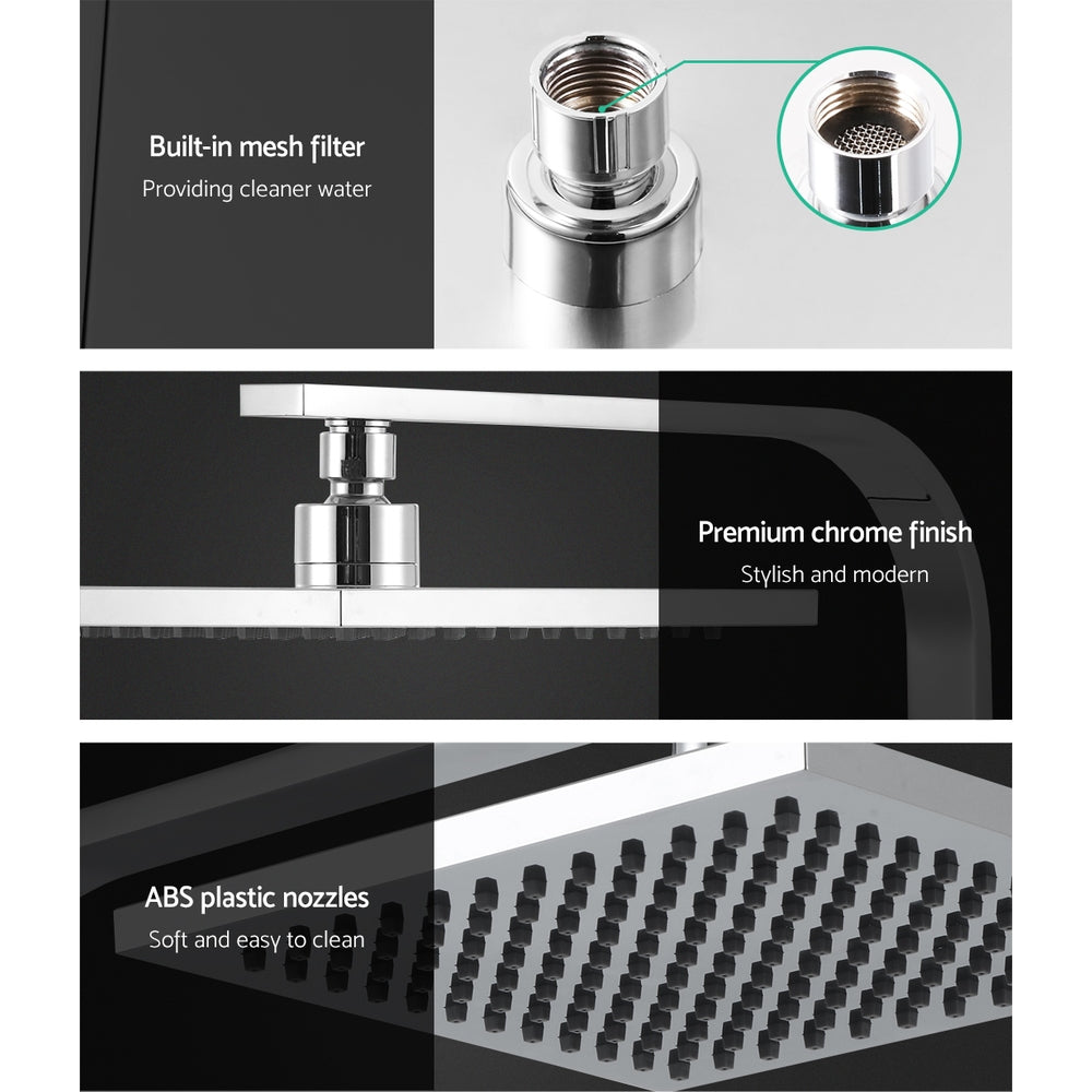 Shower Accessories: Cefito 8'' Rain Shower Head Wall Arm Square High Pressure Twins Tap Chrome