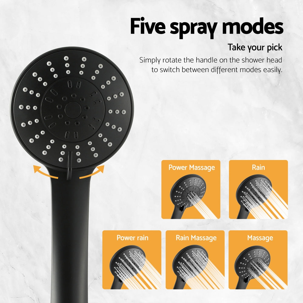 Shower Accessories: Handheld Shower Head 4.5" High Pressure 5 Modes Poweful Round Black