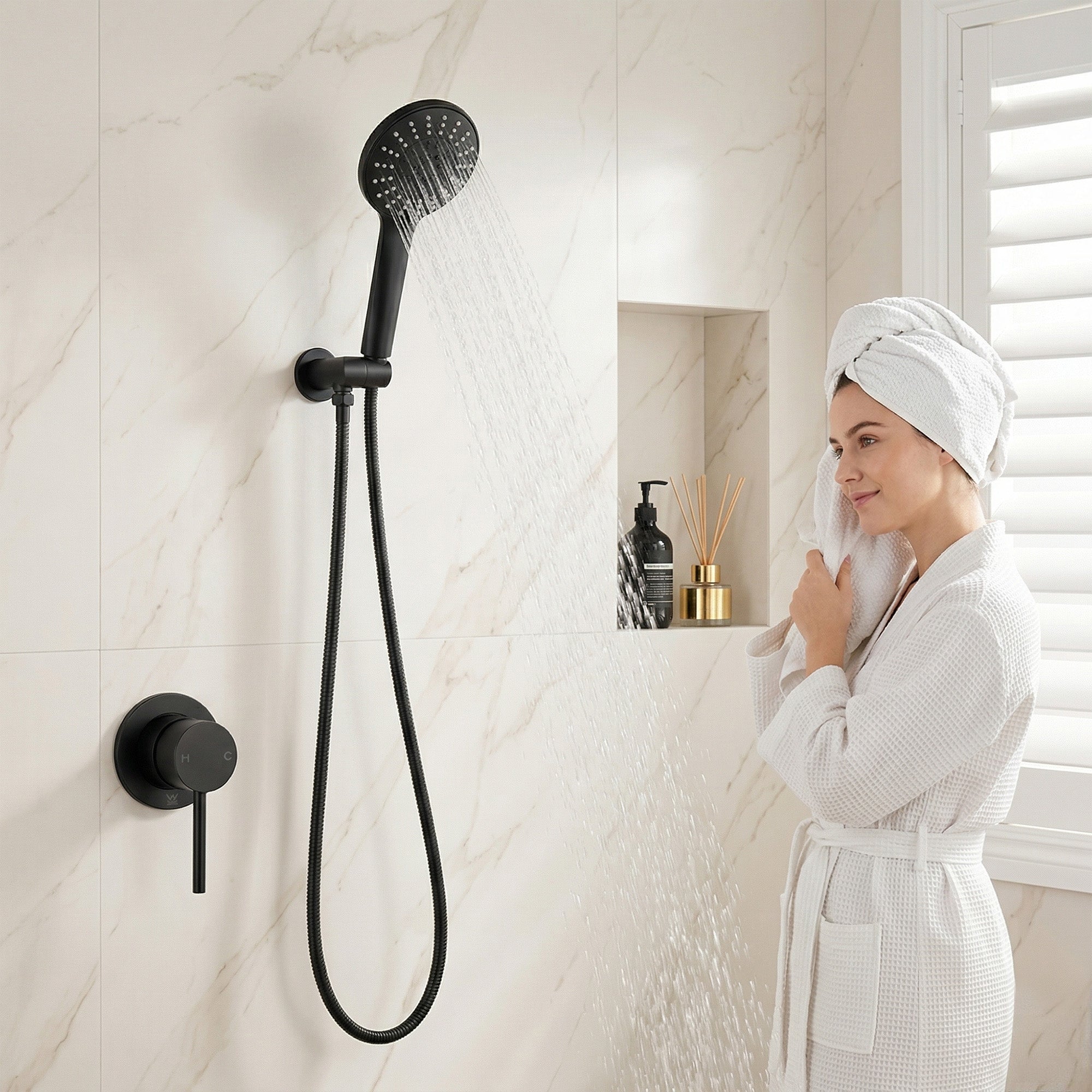 Cefito 4.5" Handheld Shower Head Round with Wall Bathroom Mixer