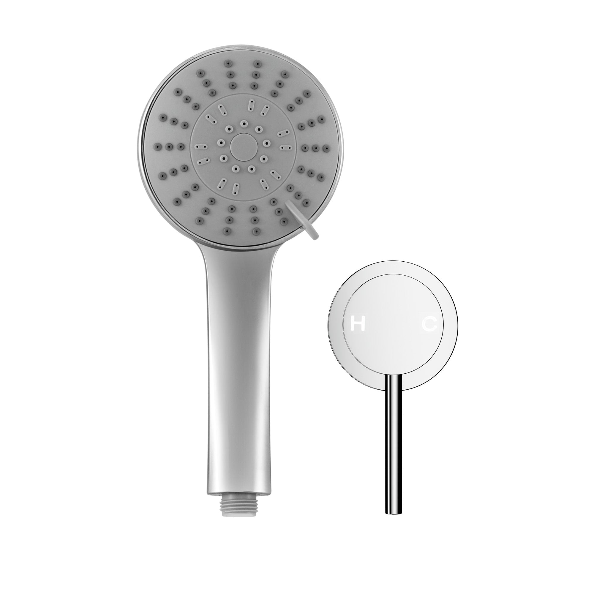 Cefito 4.5" Handheld Shower Head Round with Wall Bathroom Mixer Silver