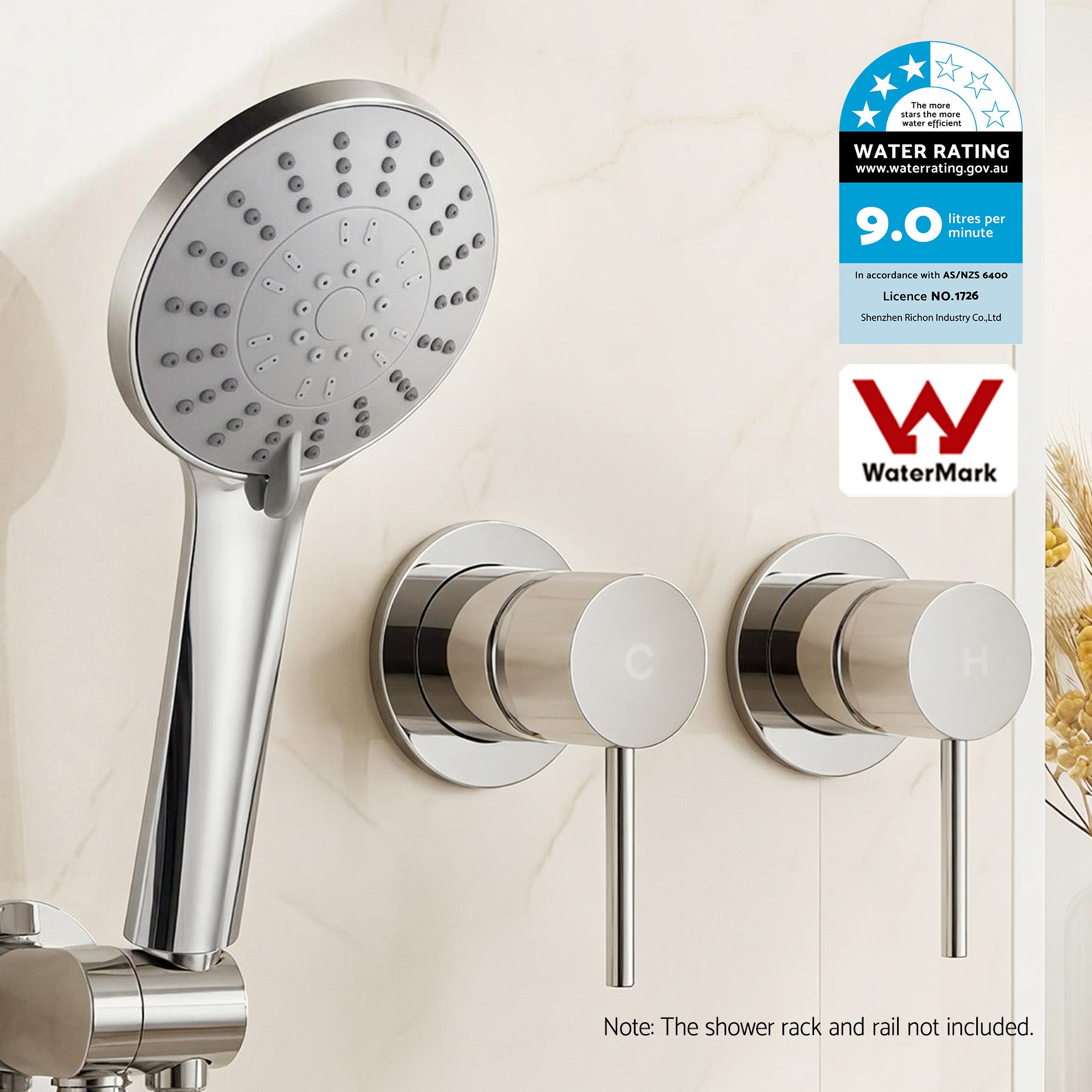 Cefito 4.5" Handheld Shower Head Round with Wall Twin Swivel Bathroom Tap Silver