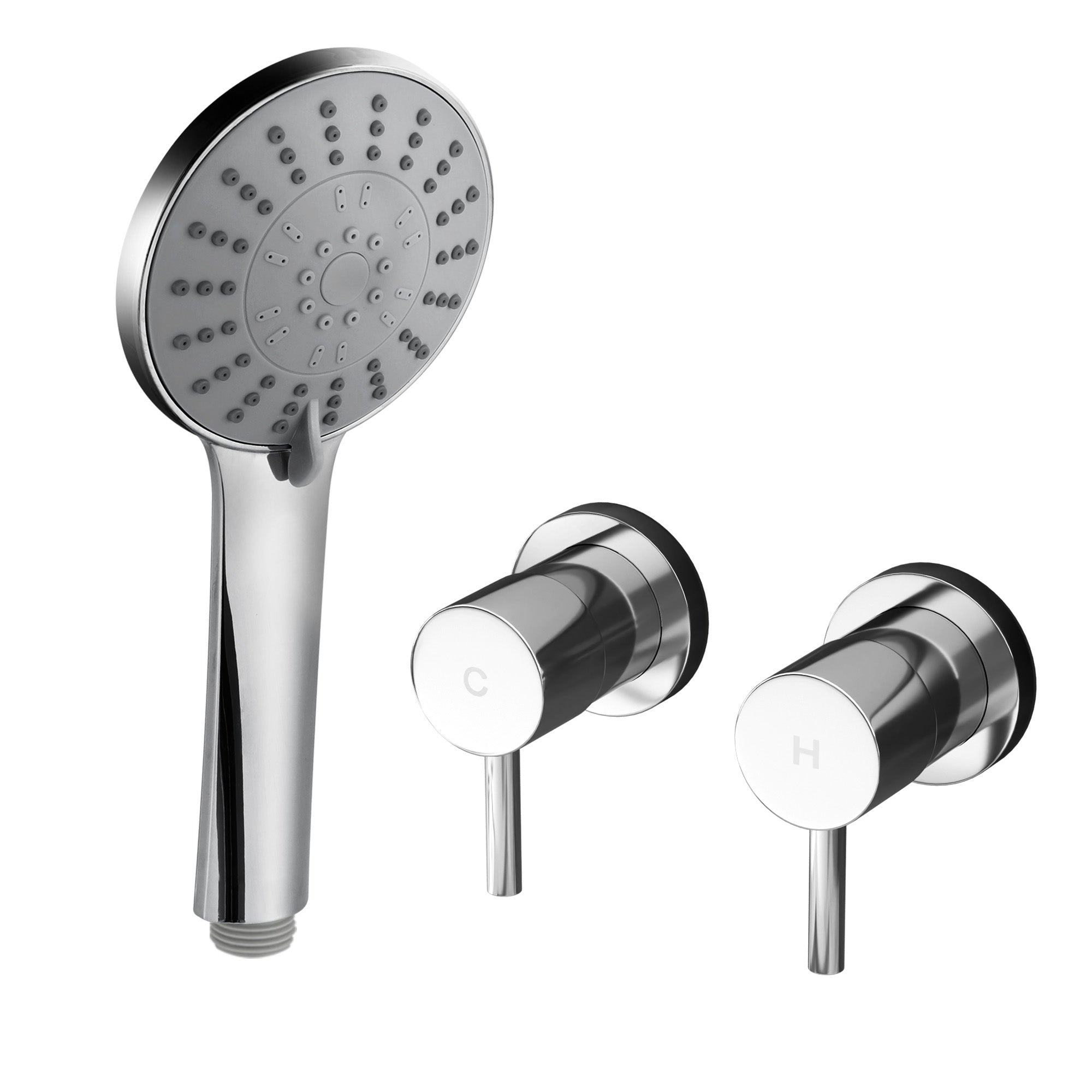 Cefito 4.5" Handheld Shower Head Round with Wall Twin Swivel Bathroom Tap Silver
