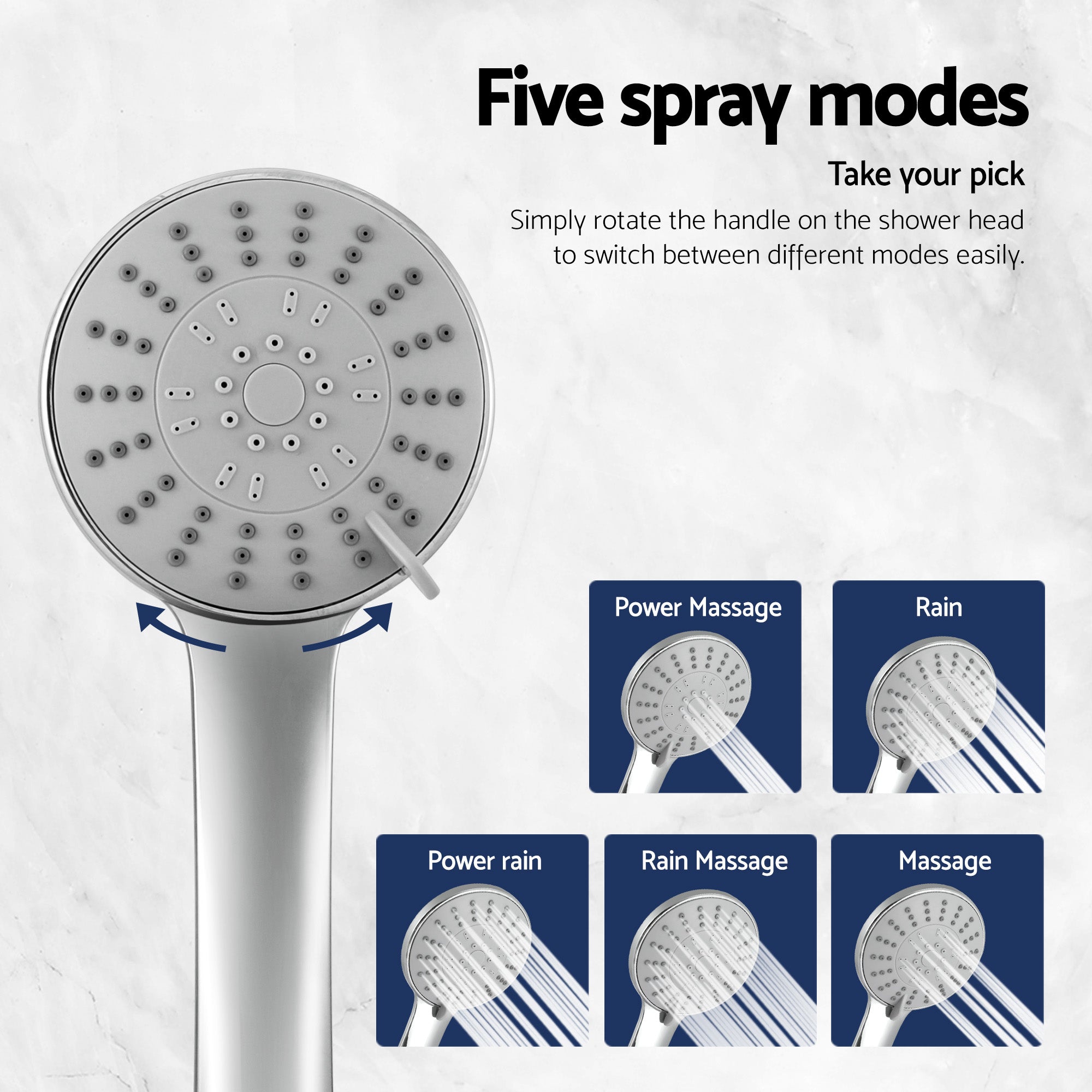 Cefito 4.5" Handheld Shower Head Round with Wall Twin Swivel Bathroom Tap Silver