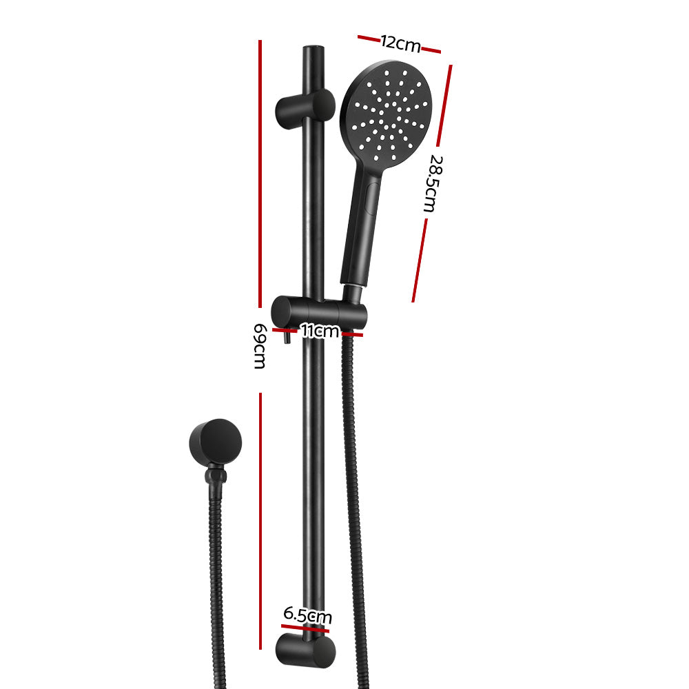 Shower Accessories: Handheld Shower Head Wall Holder 4.7'' High Pressure Adjustable 3 Modes Black