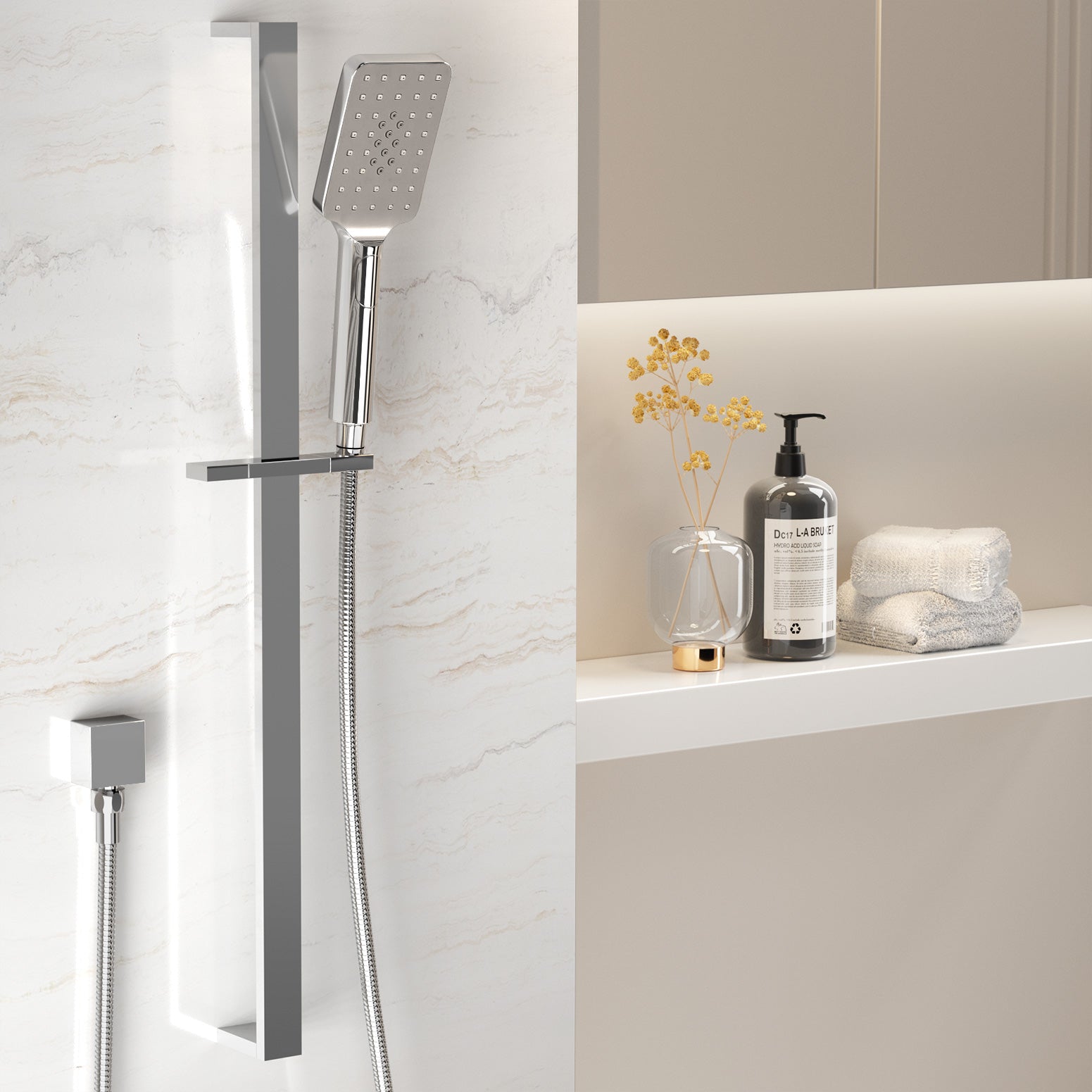 Shower Accessories: Handheld Shower Head Set 3.1'' High Pressure Silver