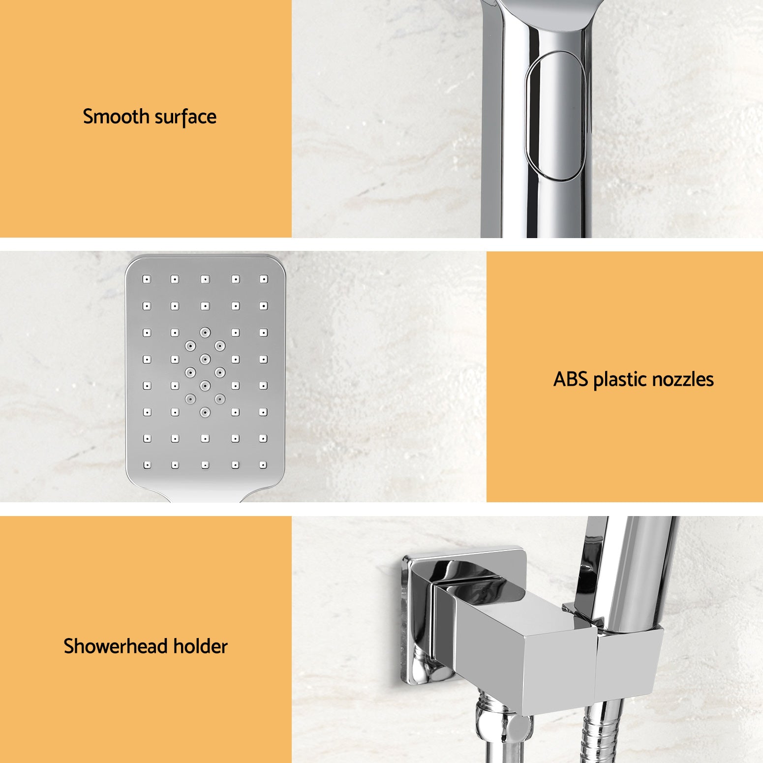 Shower Heads & Screens: Handheld Shower Head Holder 3.1'' High Pressure Silver