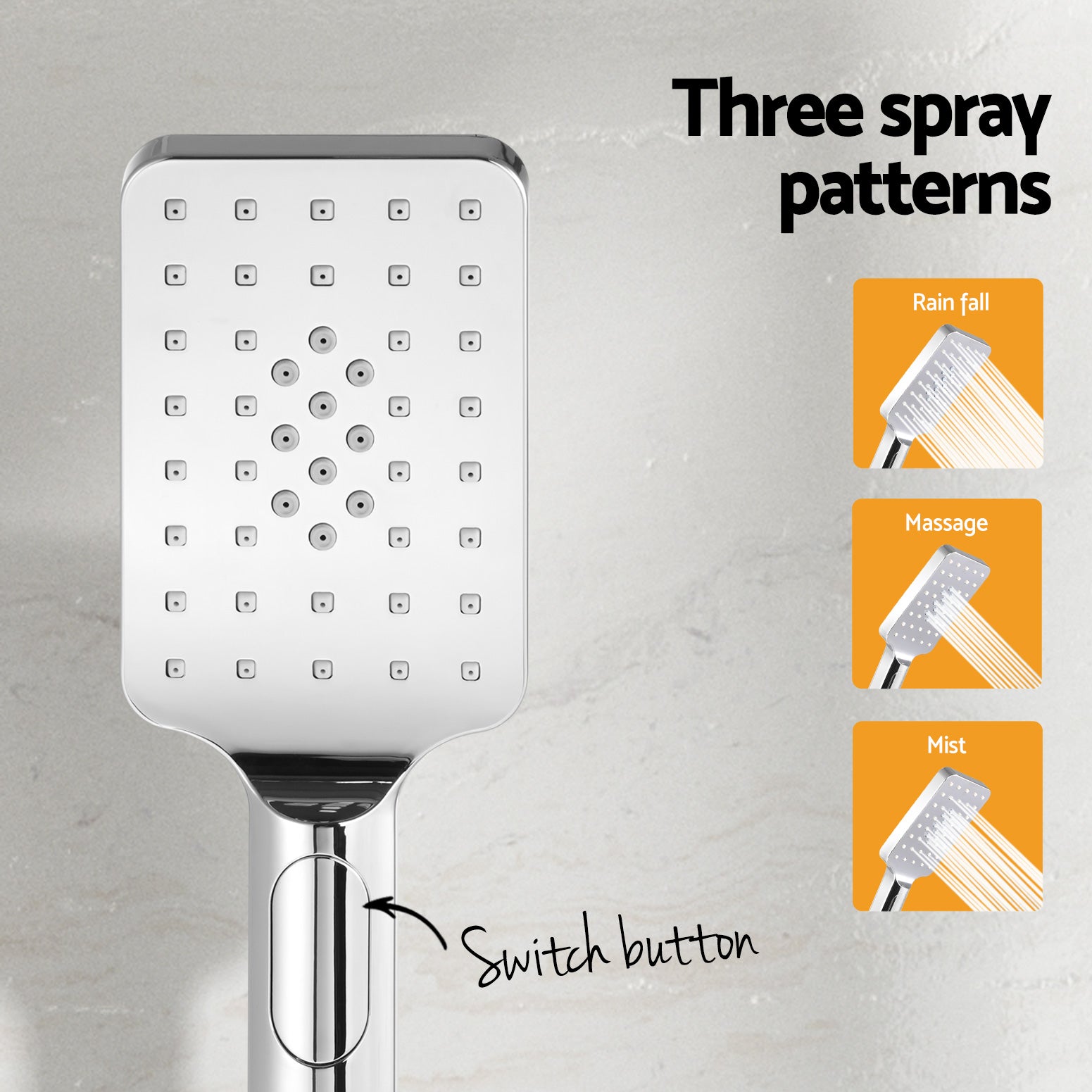 Shower Heads & Screens: Handheld Shower Head Holder 3.1'' High Pressure Silver