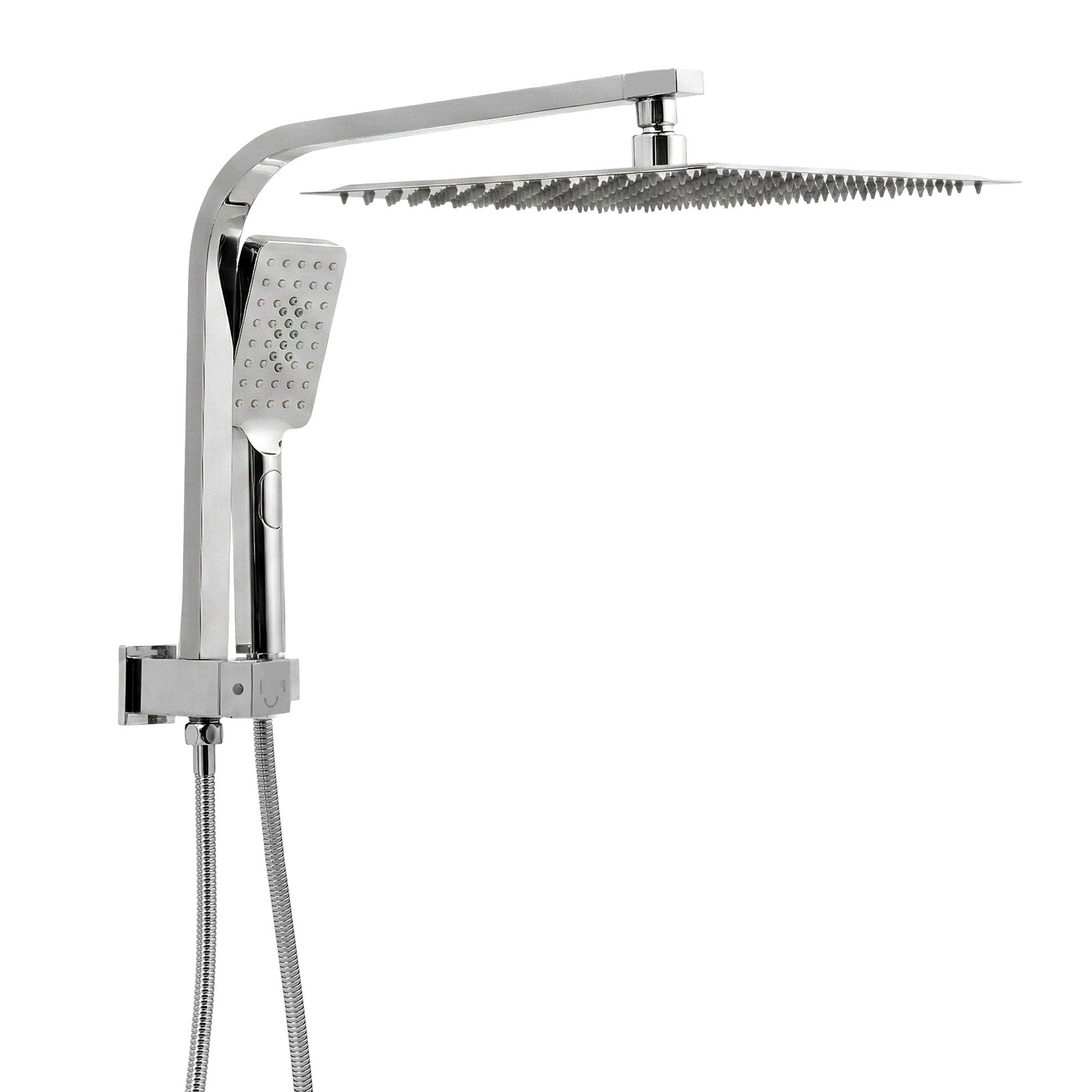 Shower Heads & Screens: 12" Rain Shower Head Set with 3-Mode Handheld Brass High Pressure WELS Chrome