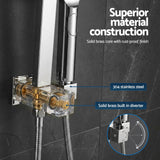 Shower Heads & Screens: 12" Rain Shower Head Set with 3-Mode Handheld Brass High Pressure WELS Chrome