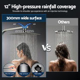 Shower Heads & Screens: 12" Rain Shower Head Set with 3-Mode Handheld Brass High Pressure WELS Chrome
