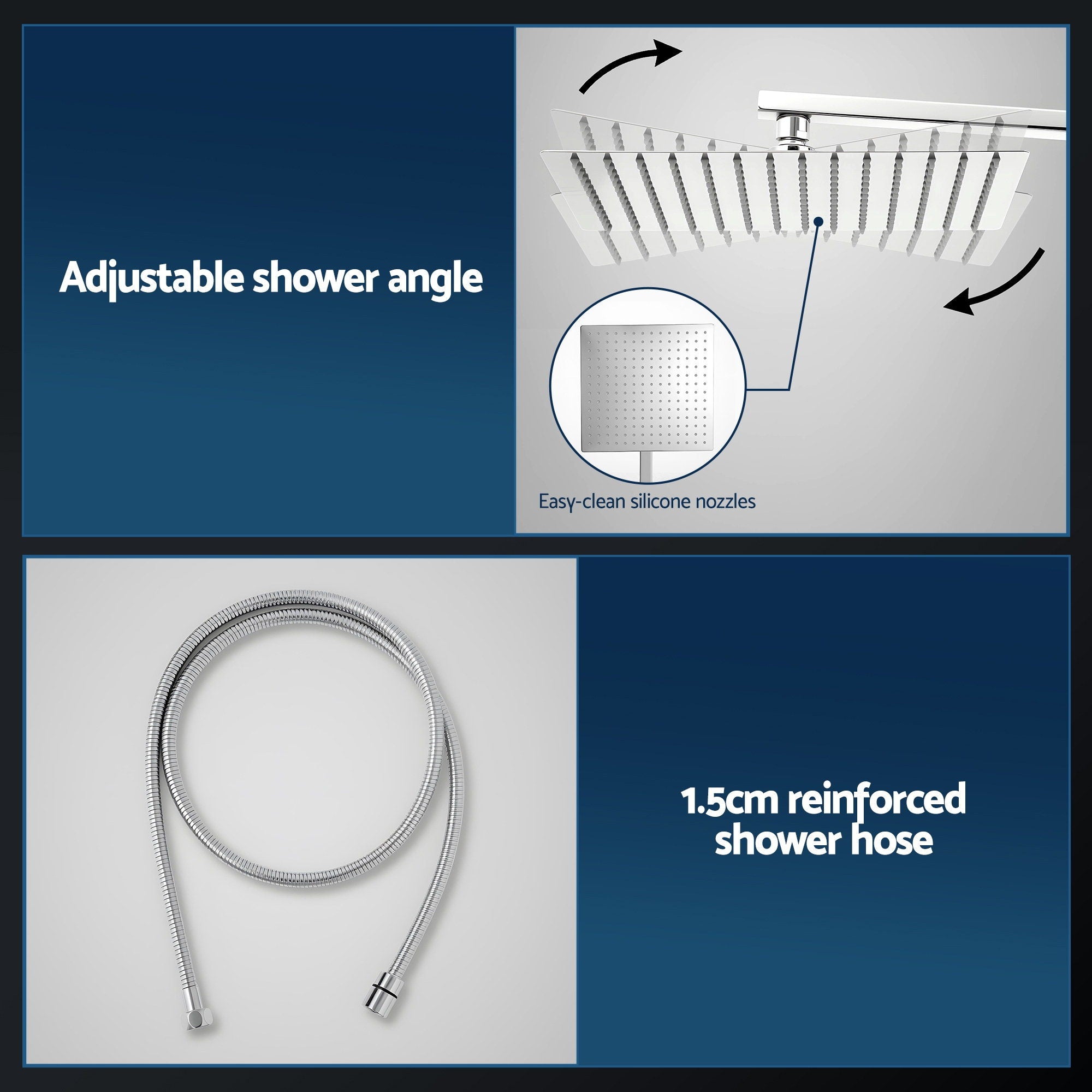 Shower Heads & Screens: 12" Rain Shower Head Set with 3-Mode Handheld Brass High Pressure WELS Chrome