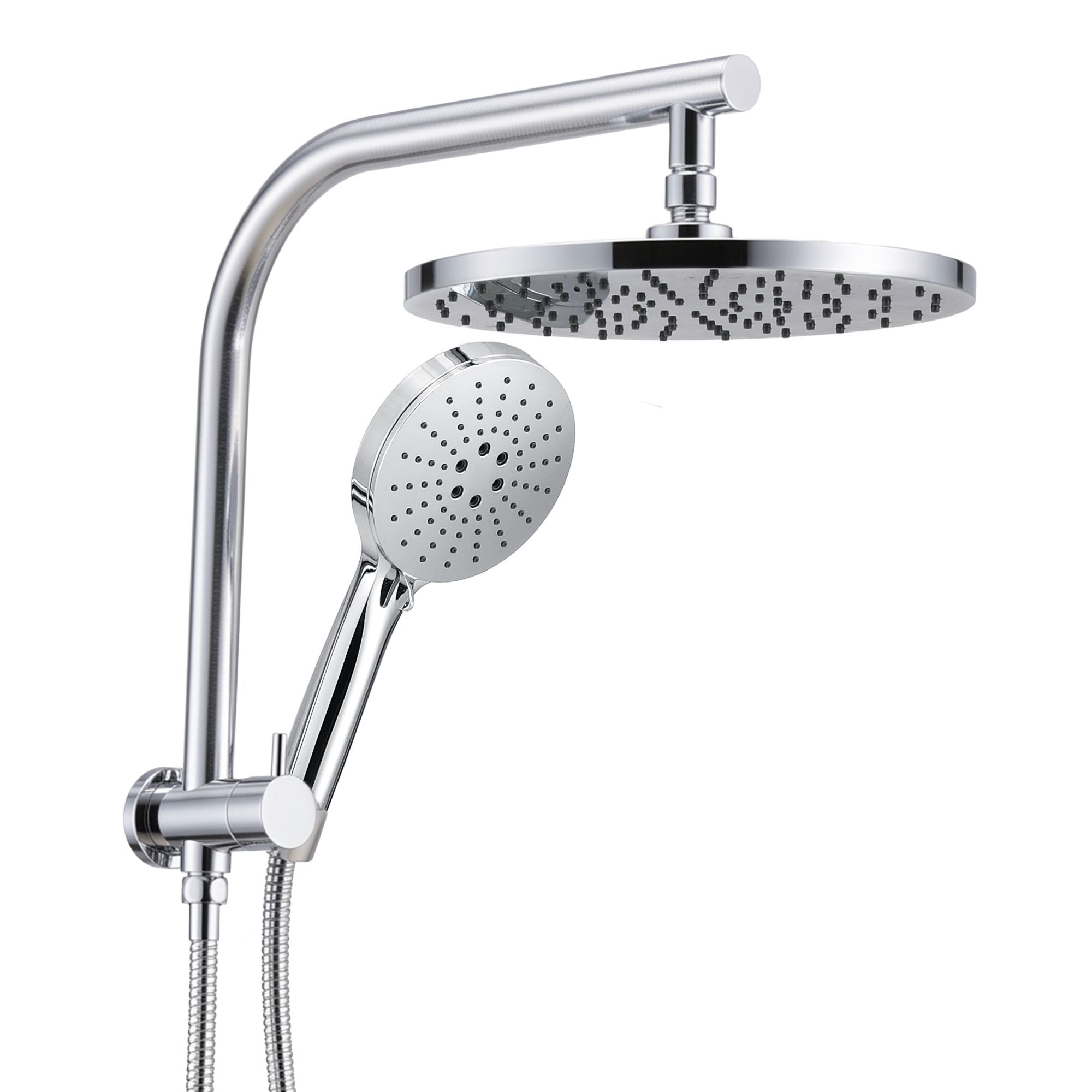 Cefito High-Pressure Shower Heads with Anti-burst 1.5m Hose & 304 S.S Rail, Ideal for Bathroom Upgrades and Pet Washing, 10 Inch Rain & 3-Function Combo