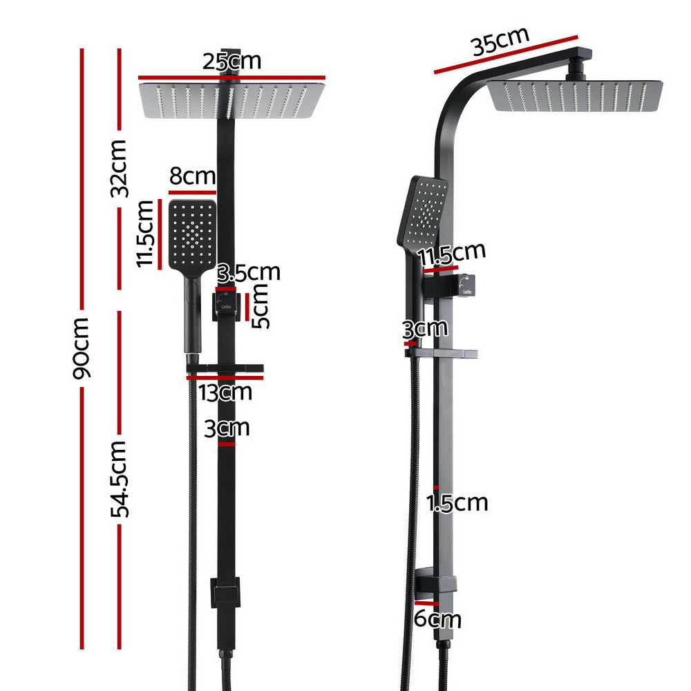 Shower Heads & Screens: 10'' Rain Shower Head Set Handheld Square High Pressure Black