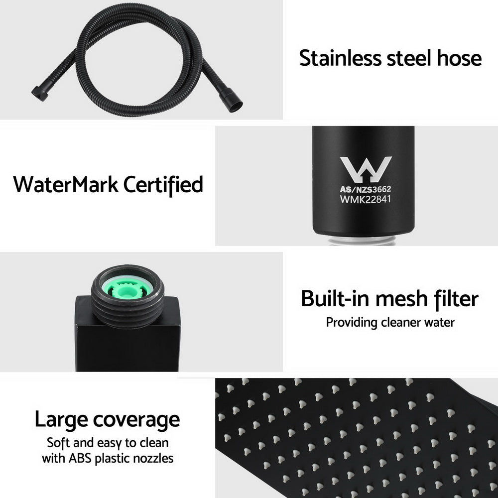 Shower Heads & Screens: 10'' Rain Shower Head Set Handheld Square High Pressure Black