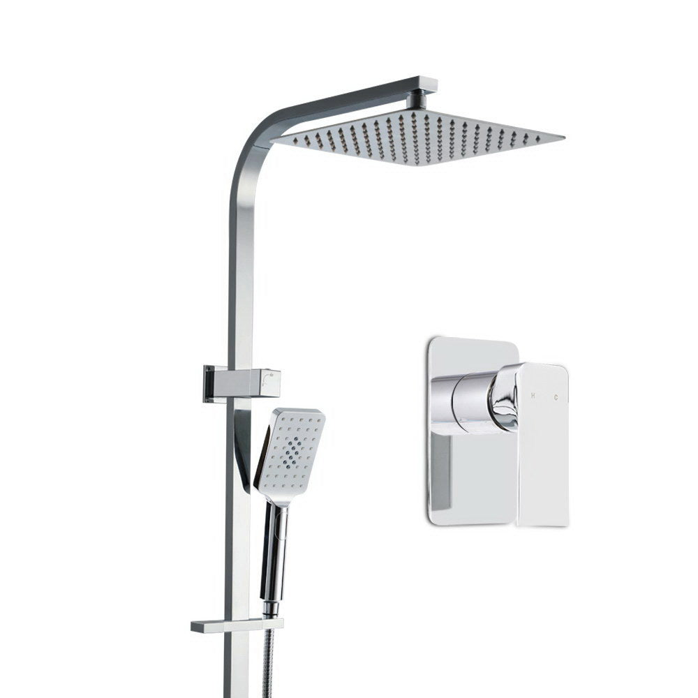 Shower Accessories: Cefito 10'' Rain Shower Head Set Handheld Square High Pressure Mixer Tap Chrome