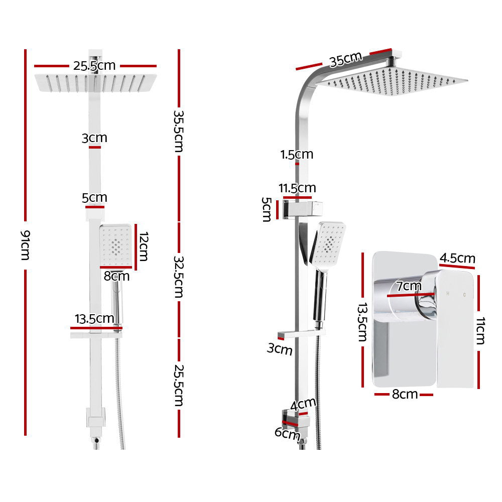 Shower Accessories: Cefito 10'' Rain Shower Head Set Handheld Square High Pressure Mixer Tap Chrome