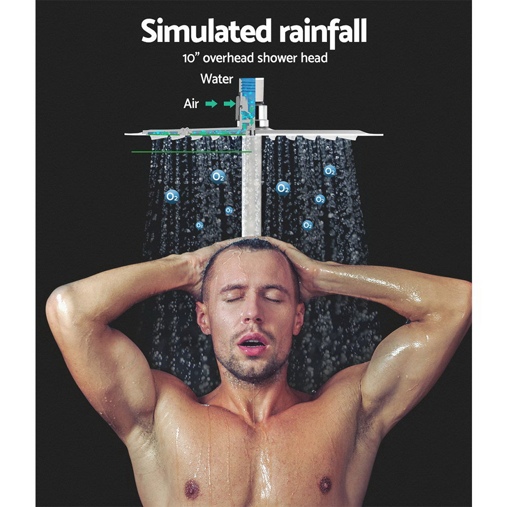 Shower Accessories: Cefito 10'' Rain Shower Head Set Handheld Square High Pressure Mixer Tap Chrome