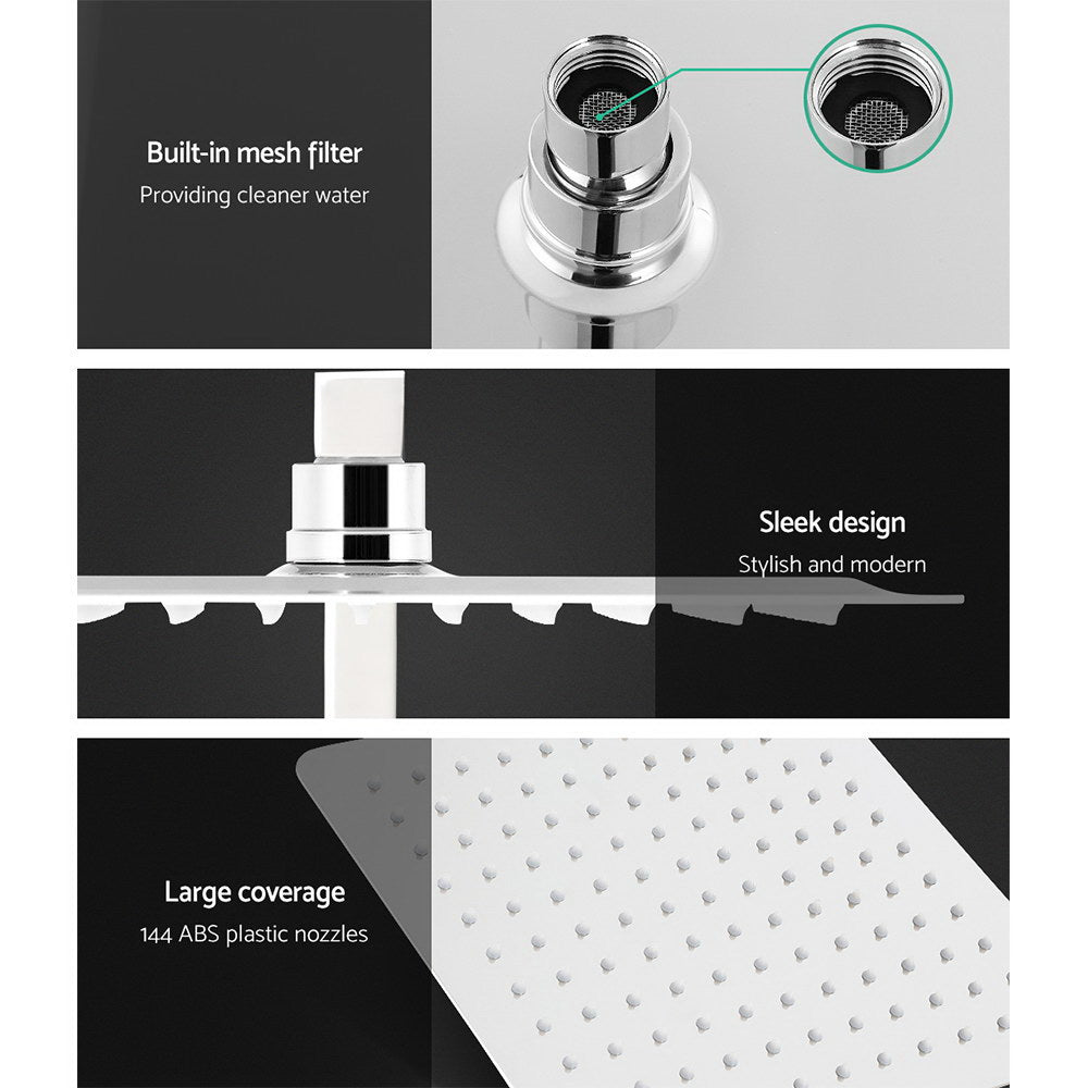 Shower Accessories: Cefito 10'' Rain Shower Head Set Handheld Square High Pressure Mixer Tap Chrome