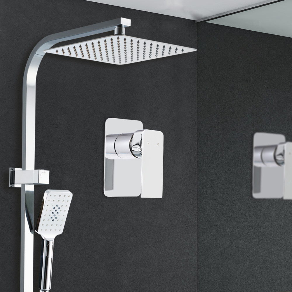 Shower Accessories: Cefito 10'' Rain Shower Head Set Handheld Square High Pressure Mixer Tap Chrome