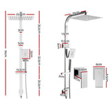 Cefito 10'' Rain Shower Head Set Handheld Square High Pressure Twins Tap Chrome