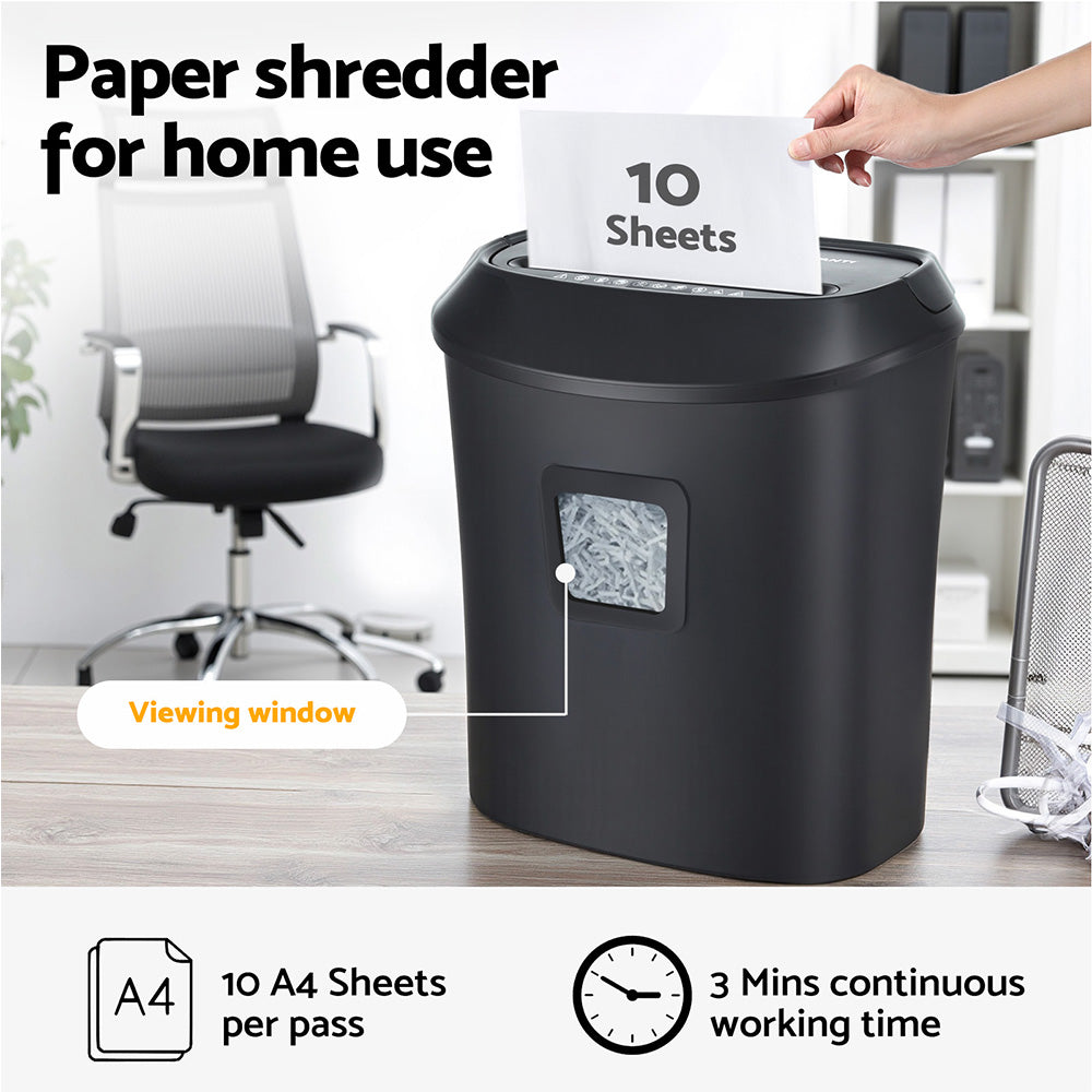 Printers & Accessories: Devanti Electric Paper Shredder for Home Office 10 A4 Paper Sheet Cross-Cut Paper