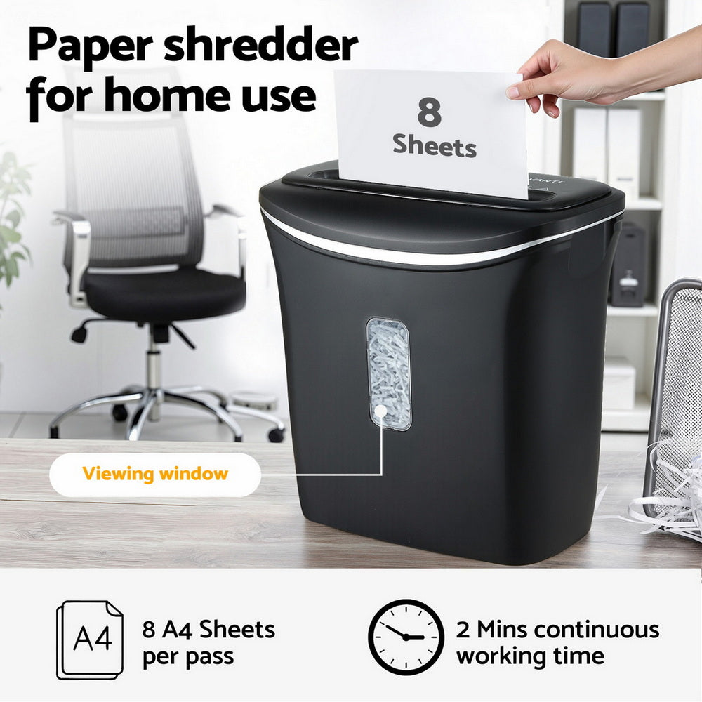Printers & Accessories: Devanti 12L Cross-Cut Shredder 8-Sheet Paper Home Office Credit Card