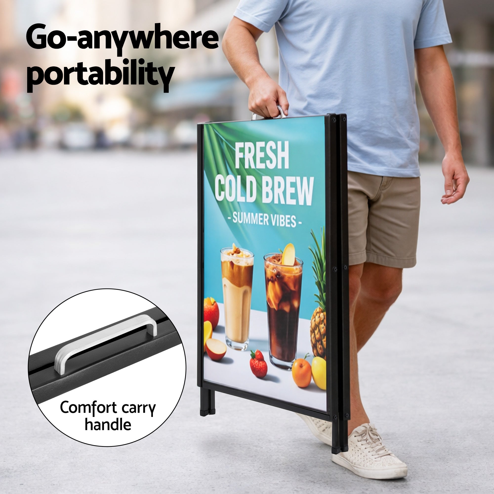 Office Supplies: A1 Frame Sign Stand Double Sided Poster Display Board Outdoor Advertising 60x90cm