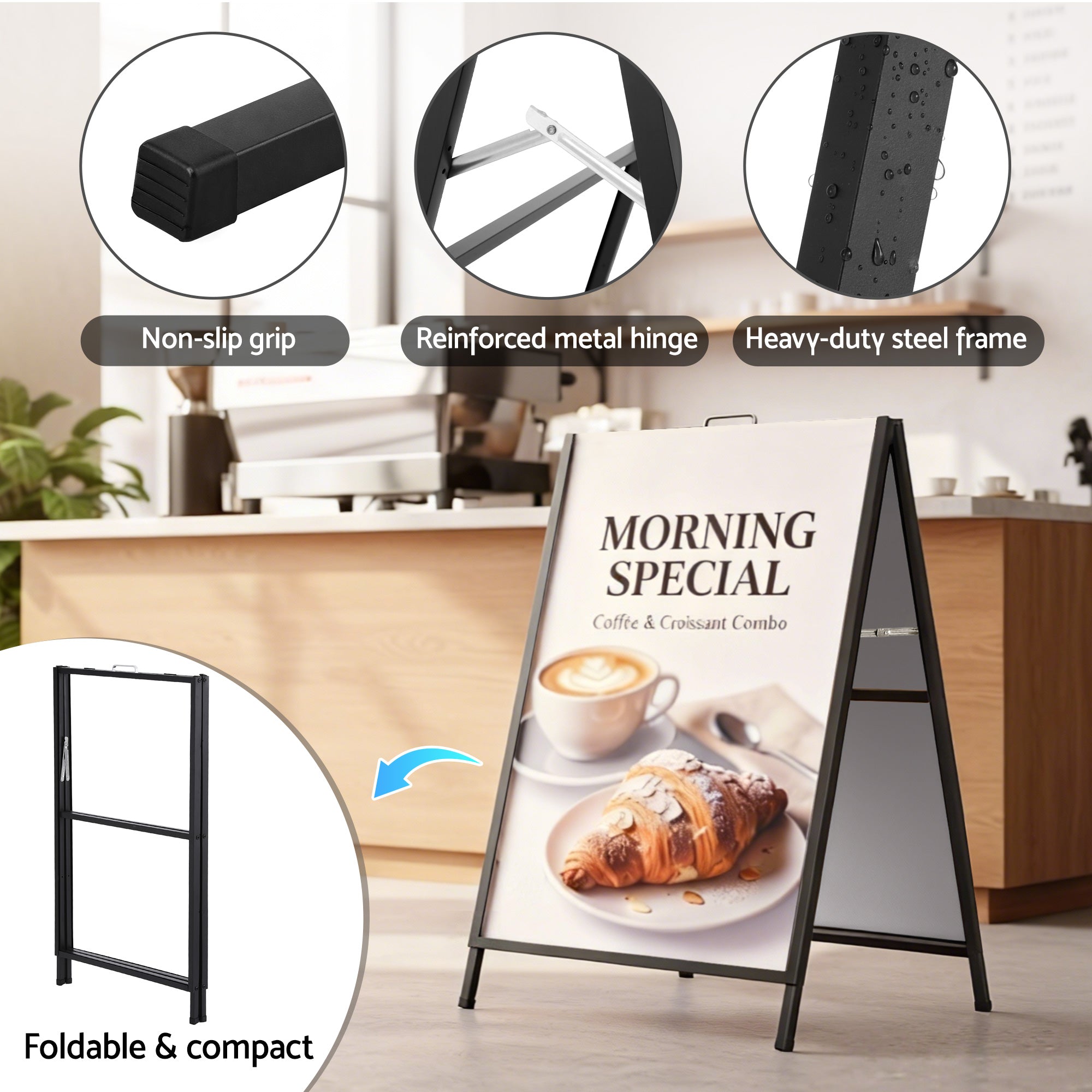 Office Supplies: A1 Frame Sign Stand Double Sided Poster Display Board Outdoor Advertising 60x90cm