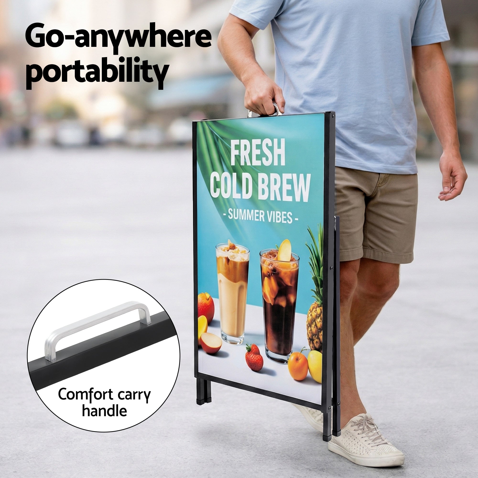 Office Supplies: A1 Frame Sign Stand Single Sided Poster Display Board Outdoor Advertising 60x90cm