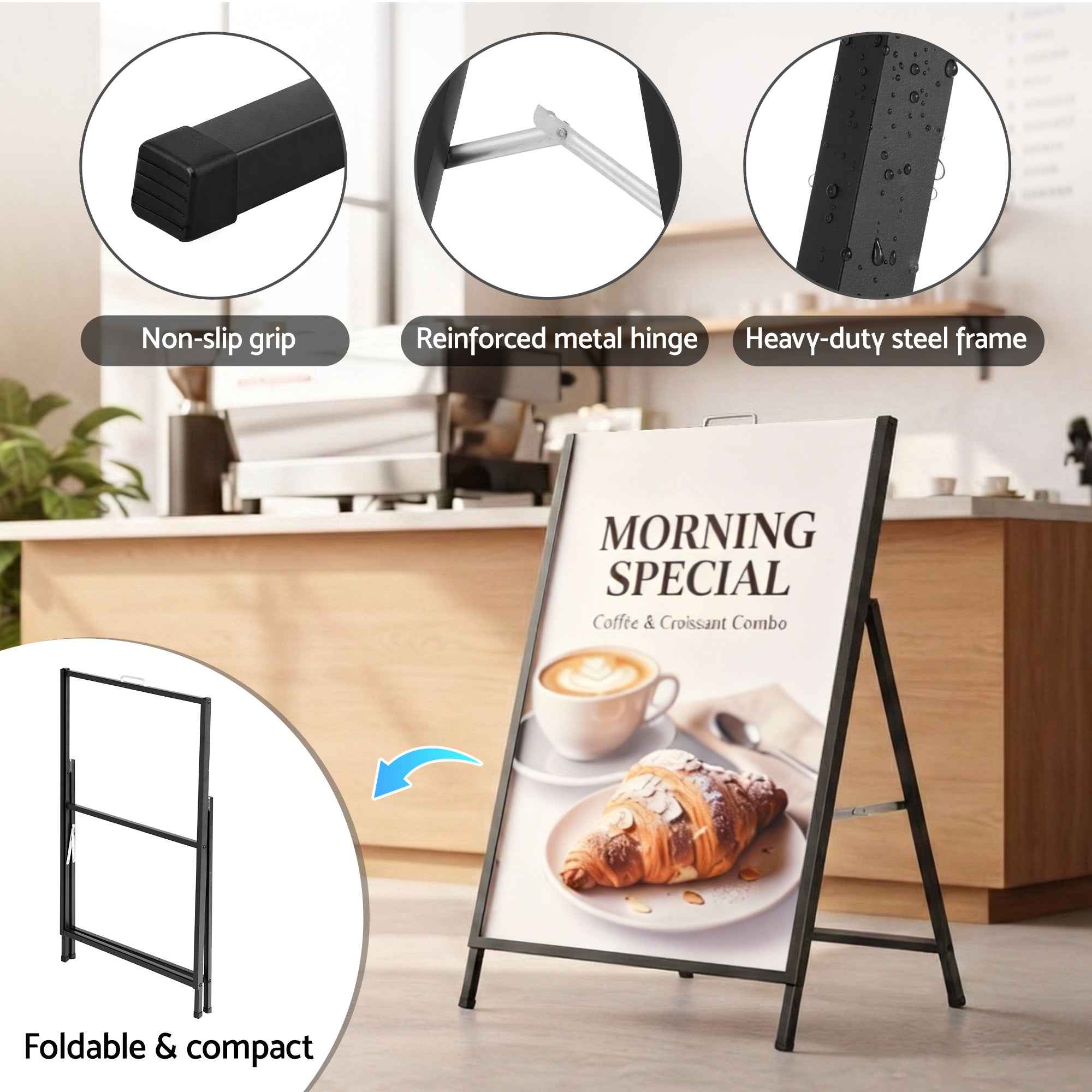 Office Supplies: A1 Frame Sign Stand Single Sided Poster Display Board Outdoor Advertising 60x90cm