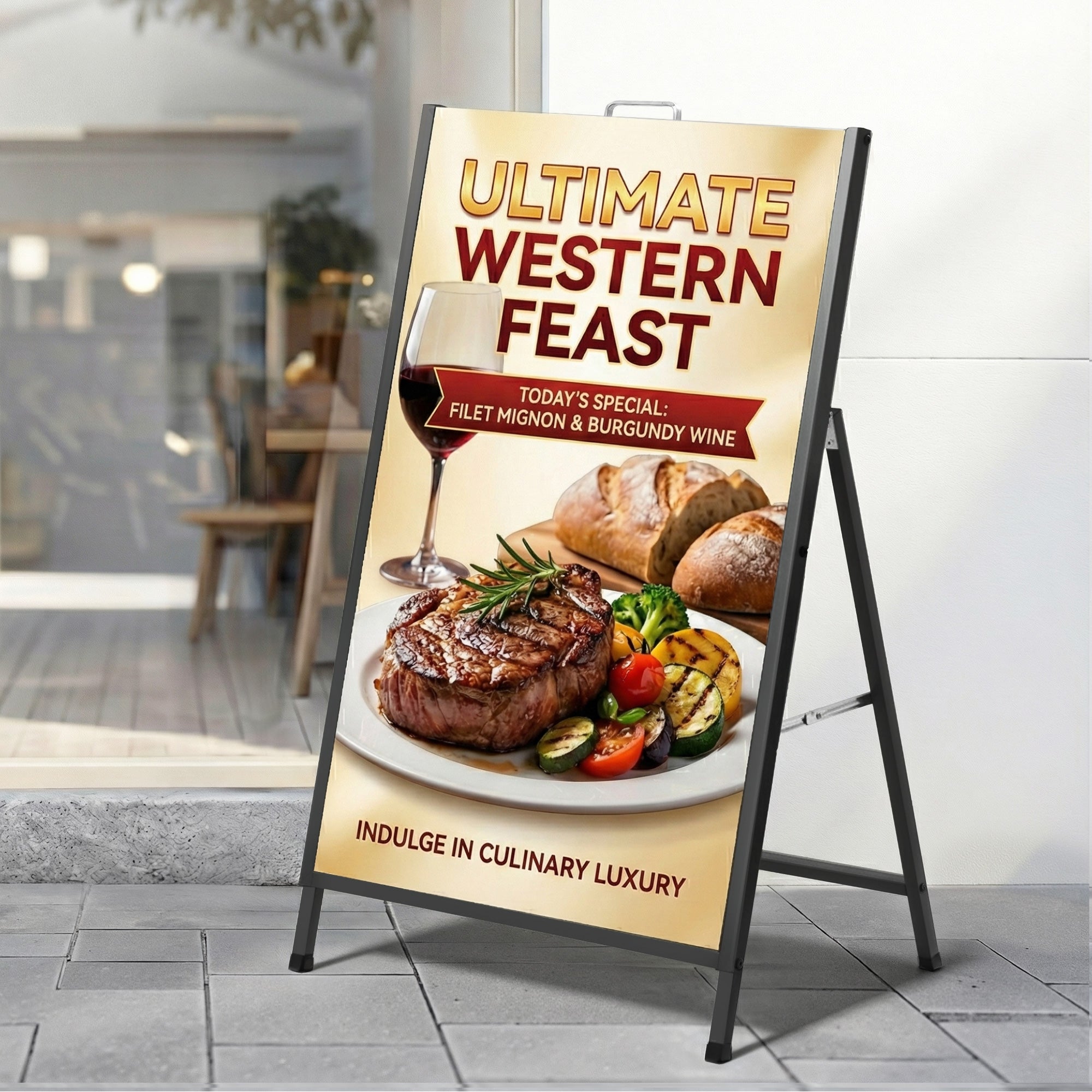 Office Supplies: A1 Frame Sign Stand Single Sided Poster Display Board Outdoor Advertising 60x90cm