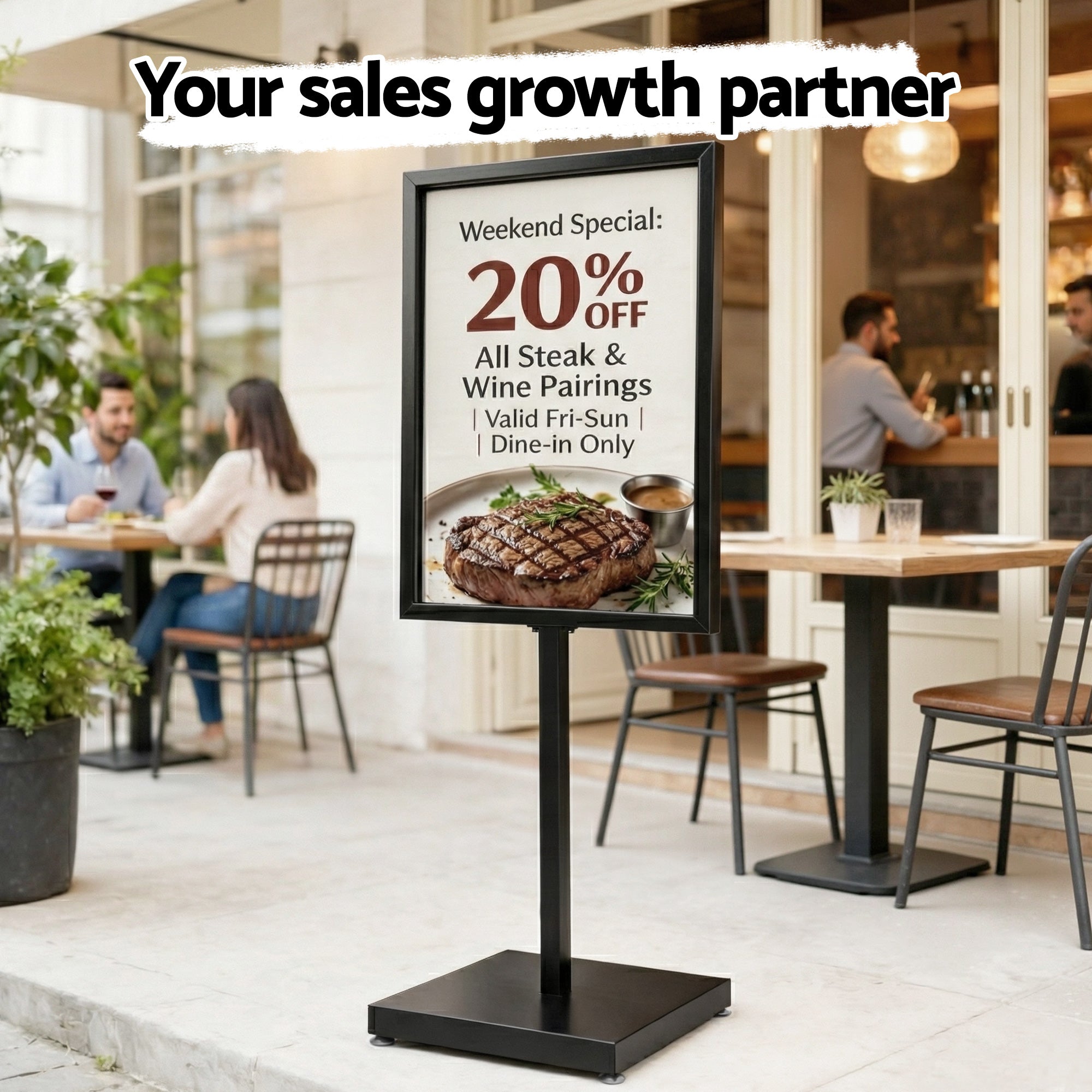 Office Supplies: A1 Frame Pedestal Sign Holder Poster Stand Display Board Double Sided 60x90cm