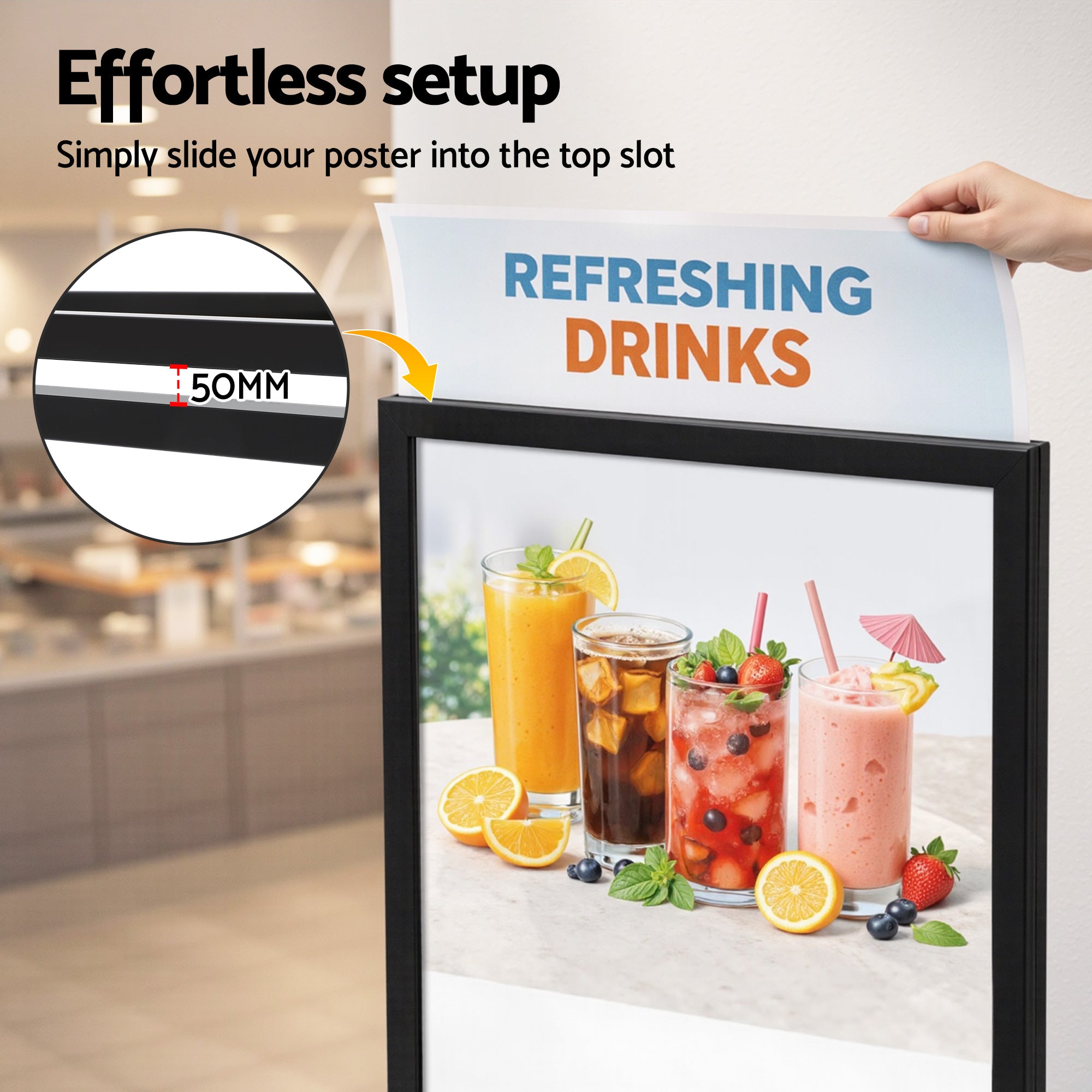 Office Supplies: A1 Frame Pedestal Sign Holder Poster Stand Display Board Double Sided 60x90cm