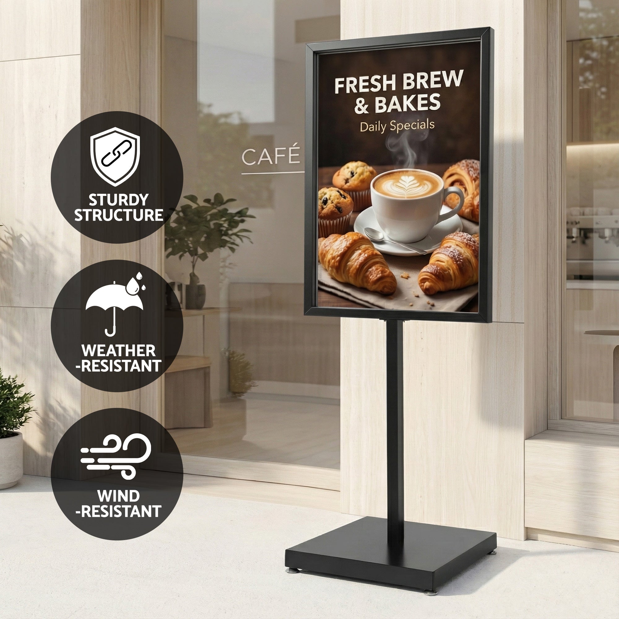 Office Supplies: A1 Frame Pedestal Sign Holder Poster Stand Display Board Double Sided 60x90cm