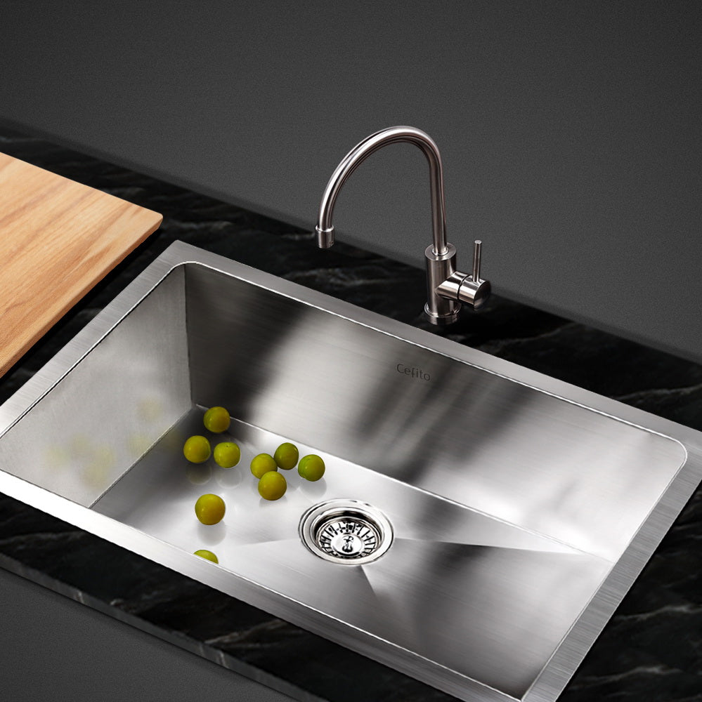 Kitchen Sinks: Cefito Kitchen Sink 45X30CM Stainless Steel Basin Single Bowl Silver