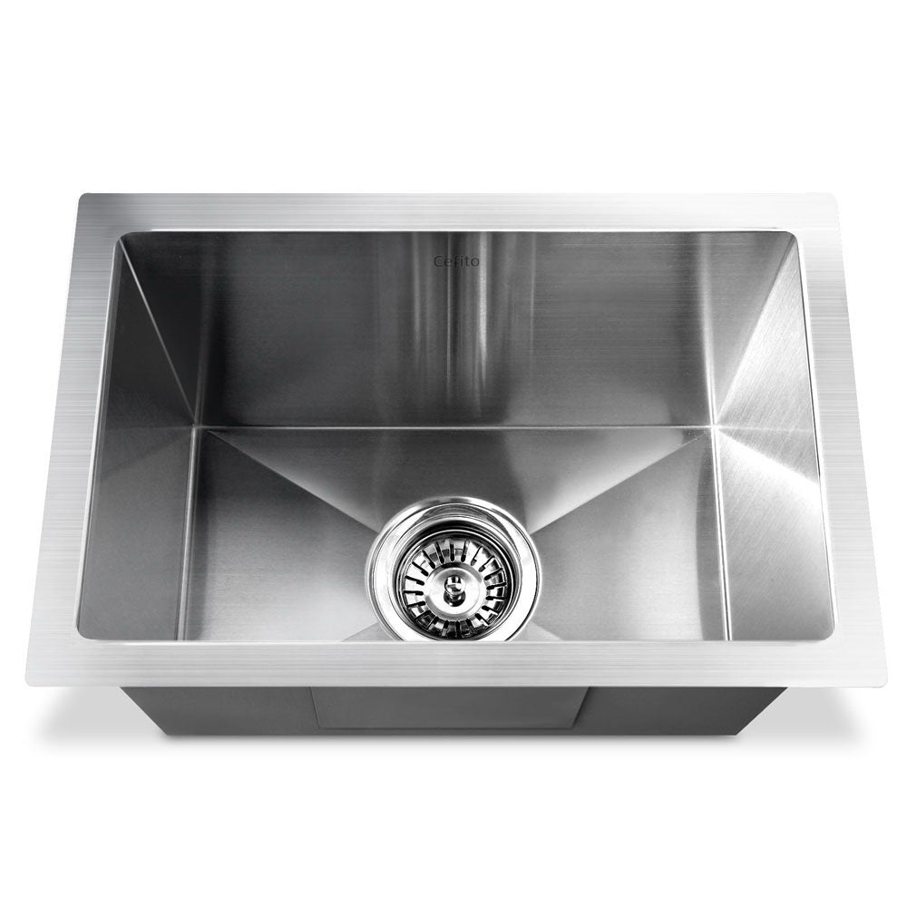 Kitchen Sinks: Cefito Kitchen Sink 45X30CM Stainless Steel Basin Single Bowl Silver