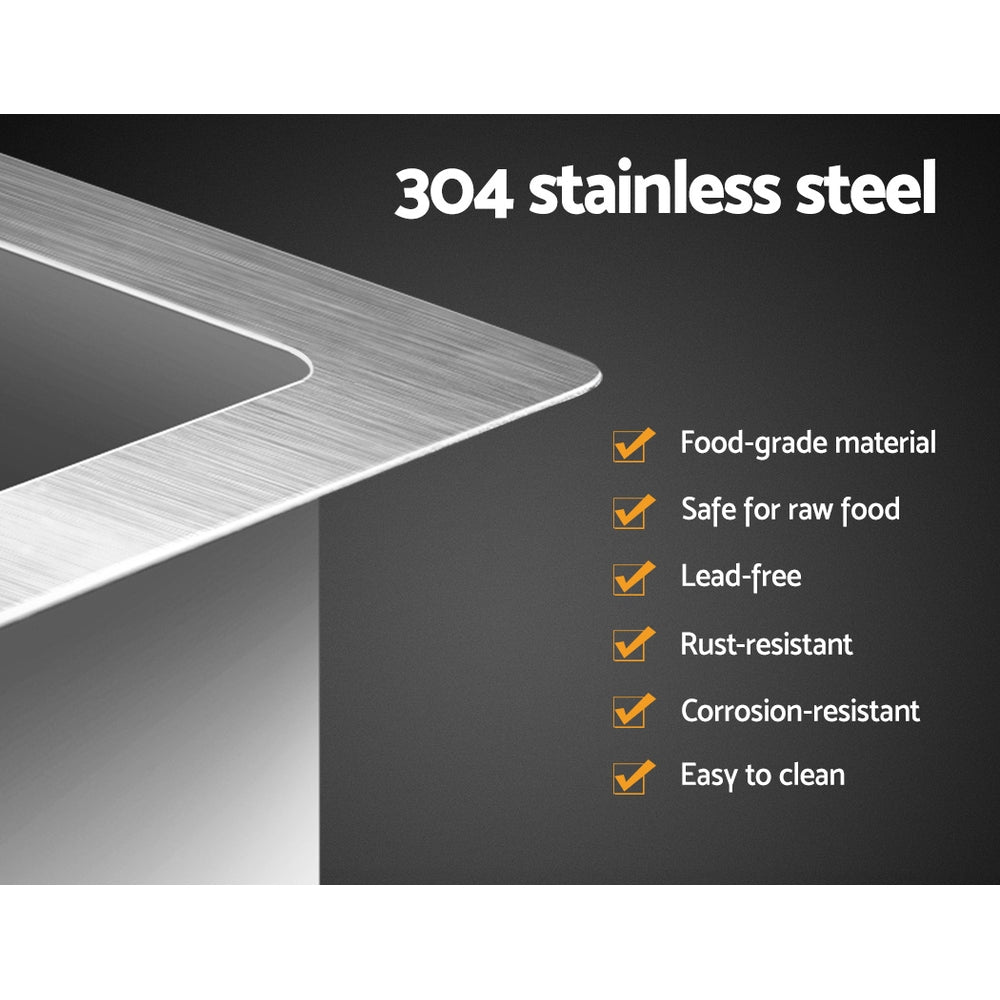 Kitchen Sinks: Cefito Kitchen Sink 45X30CM Stainless Steel Basin Single Bowl Silver